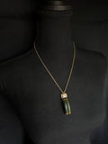 The Jade Cipher Necklace
Featuring a Vintage Monet Chain
