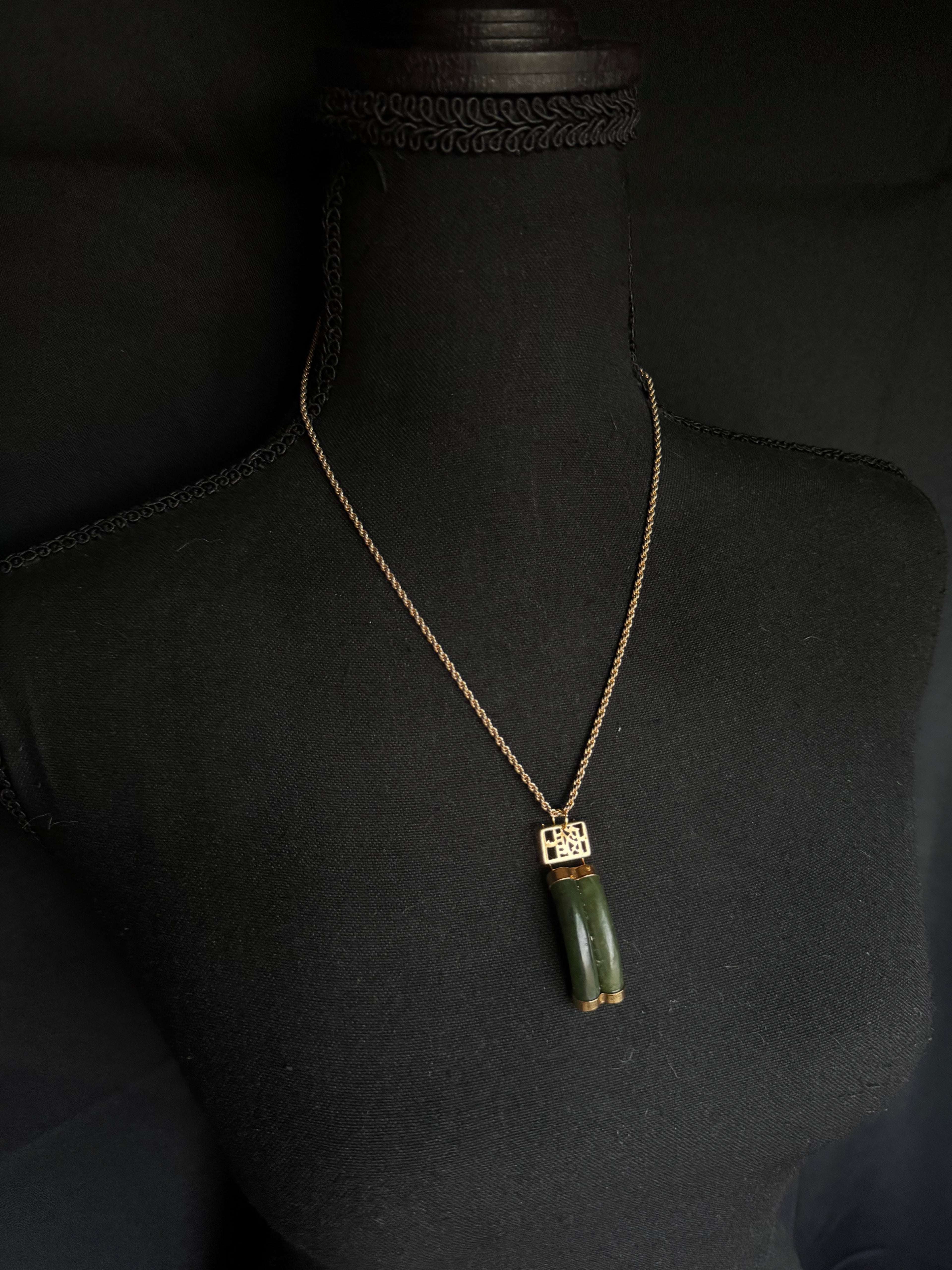 The Jade Cipher Necklace
Featuring a Vintage Monet Chain