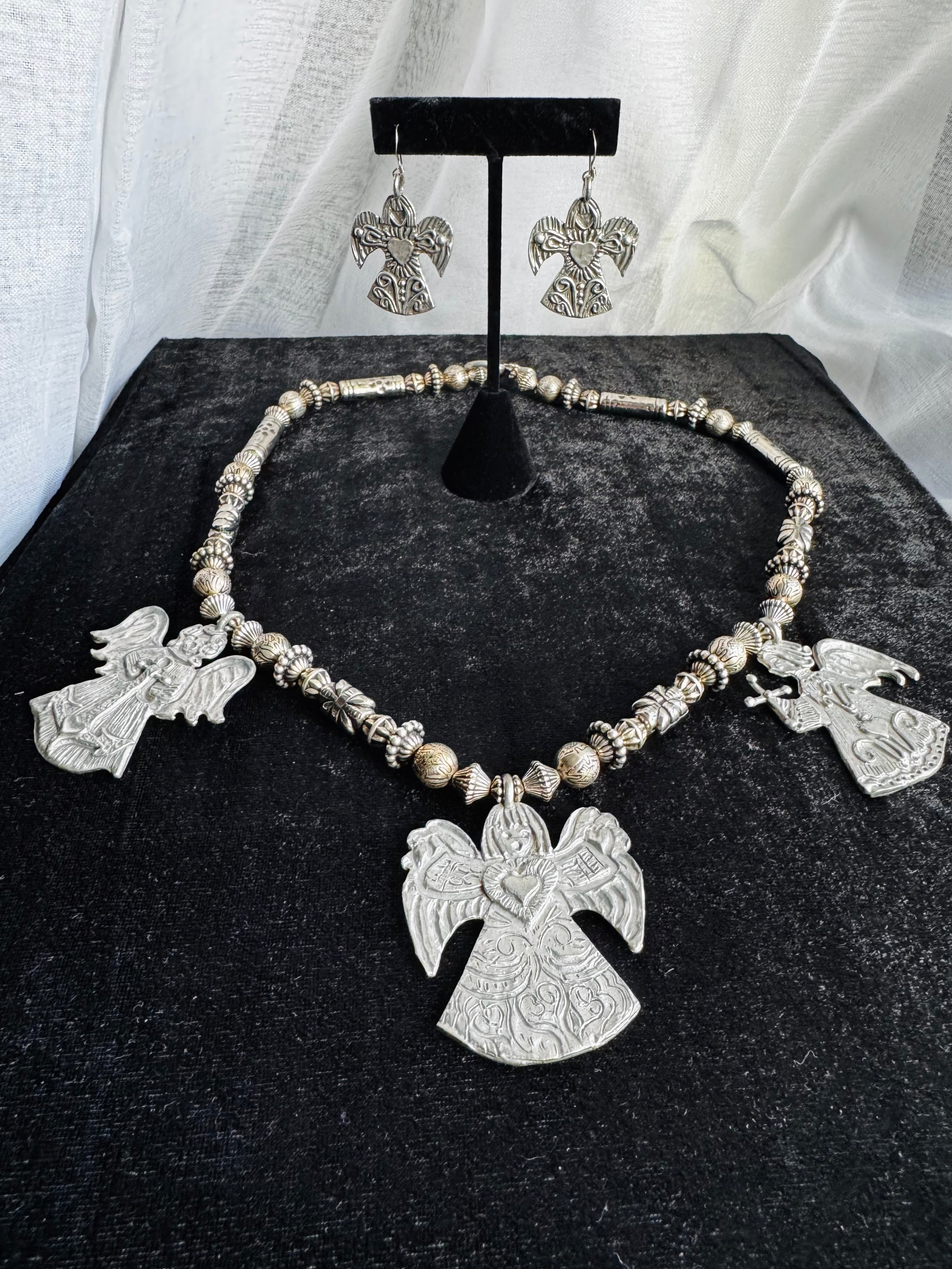 MARCIE Pewter Necklace & Earrings Set