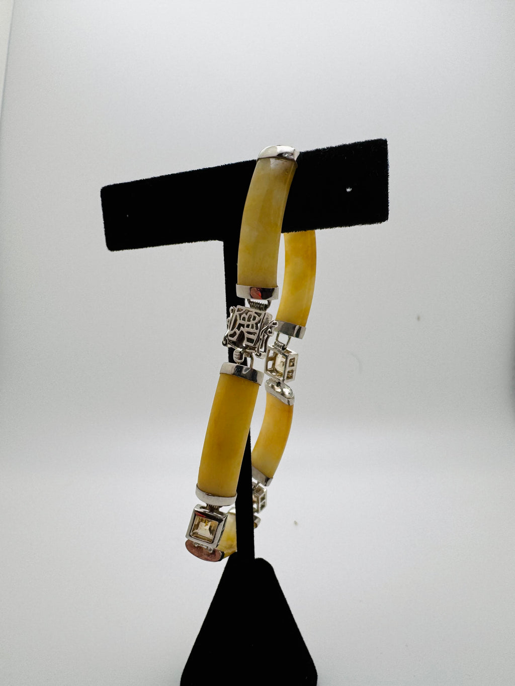Vintage Golden Jade Citrine Bracelet - 925 Sterling Silver
