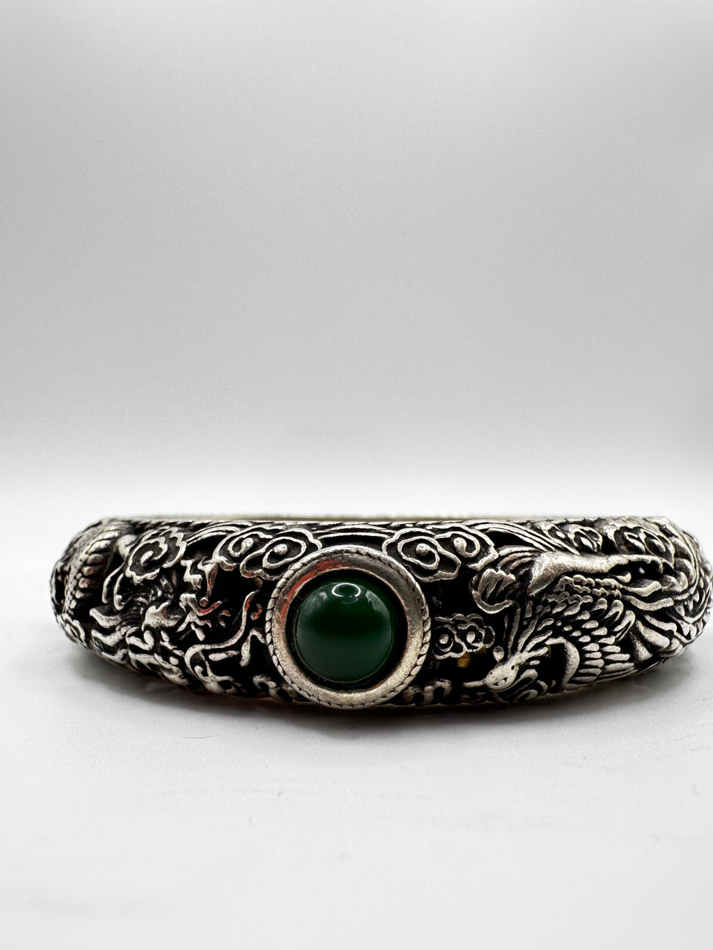 Vintage Fine Silver Dragon & Phoenix Bangle