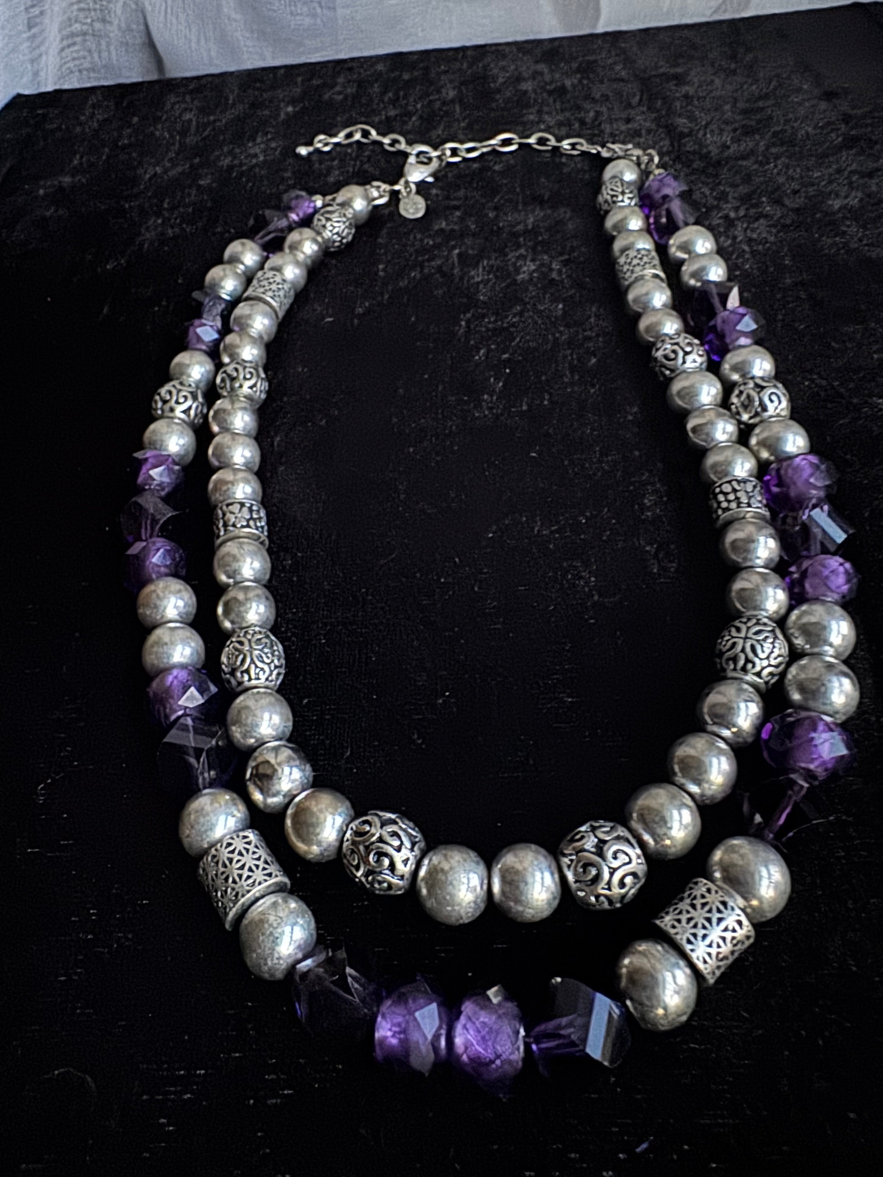 Premier Designs Glass Beaded Double Strand Layered Necklace