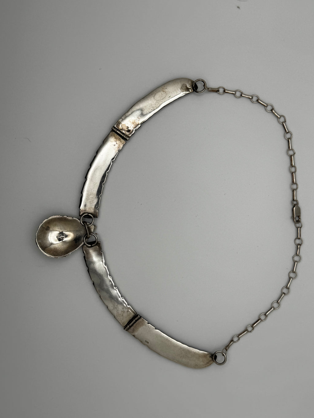 Vintage Fred Adakai Navajo Sterling Silver Panel Collar Necklace - Ornate Floral Repoussé Bib