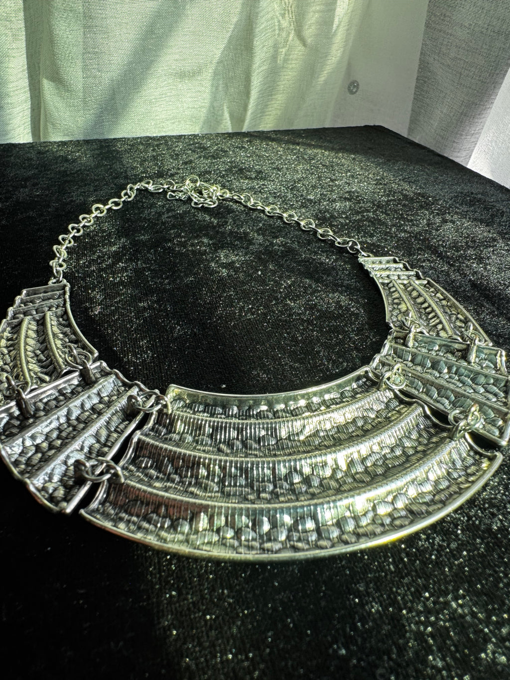 The Forge Collection | Hammered Silver-Tone Statement Collar Necklace