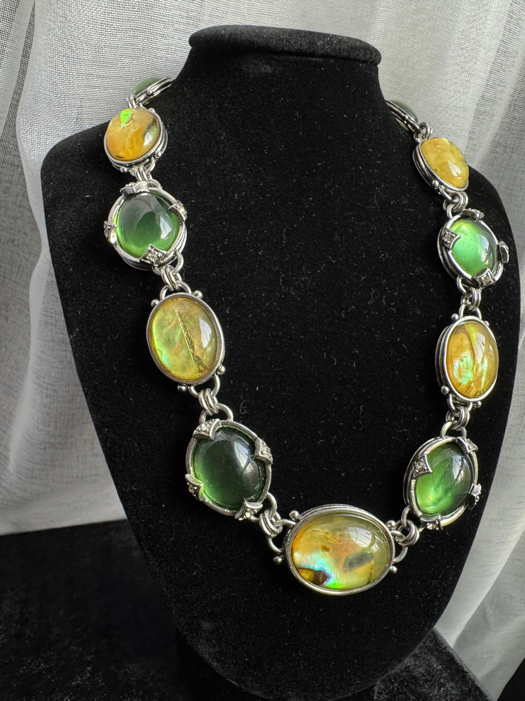 Napier Set - Green & Yellow Cabochon Stones