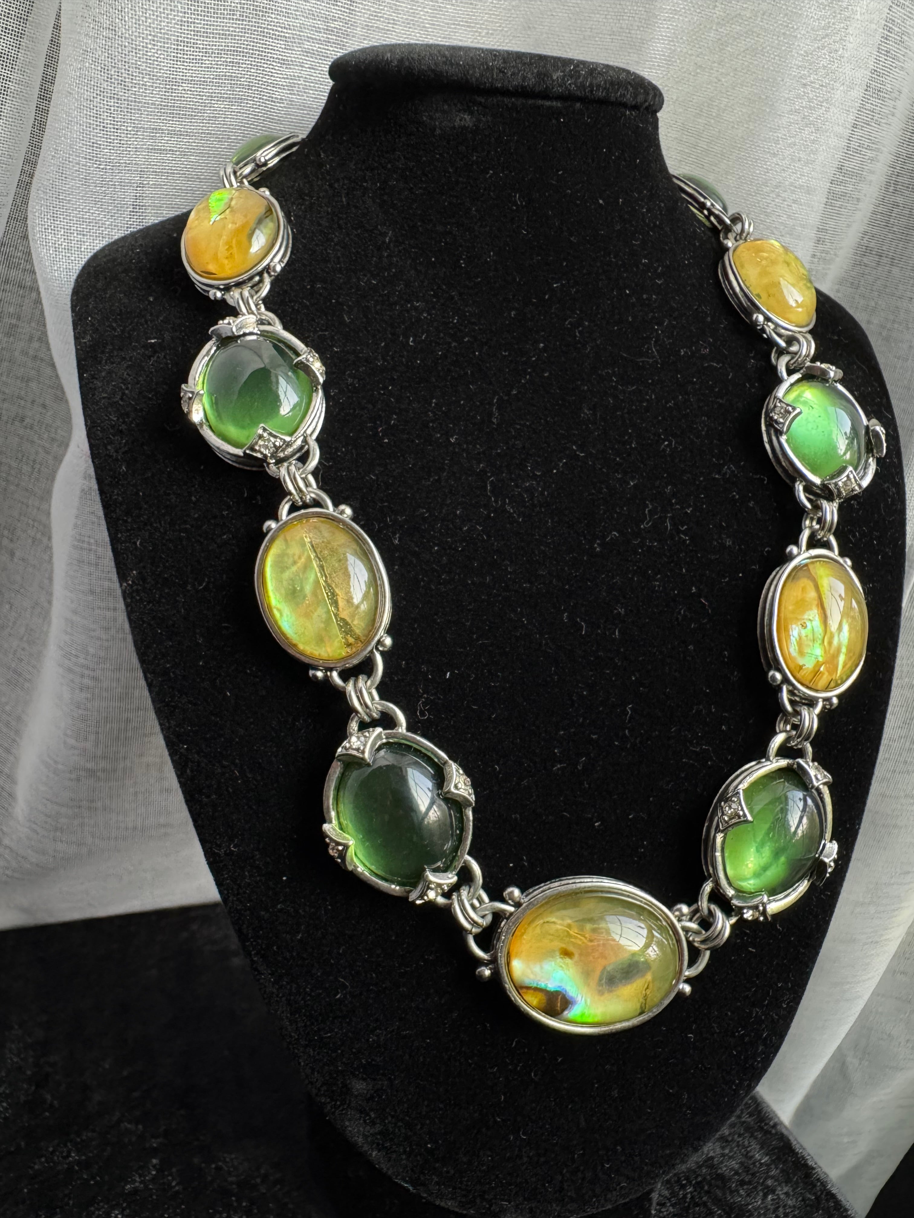 Napier Set - Green & Yellow Cabochon Stones