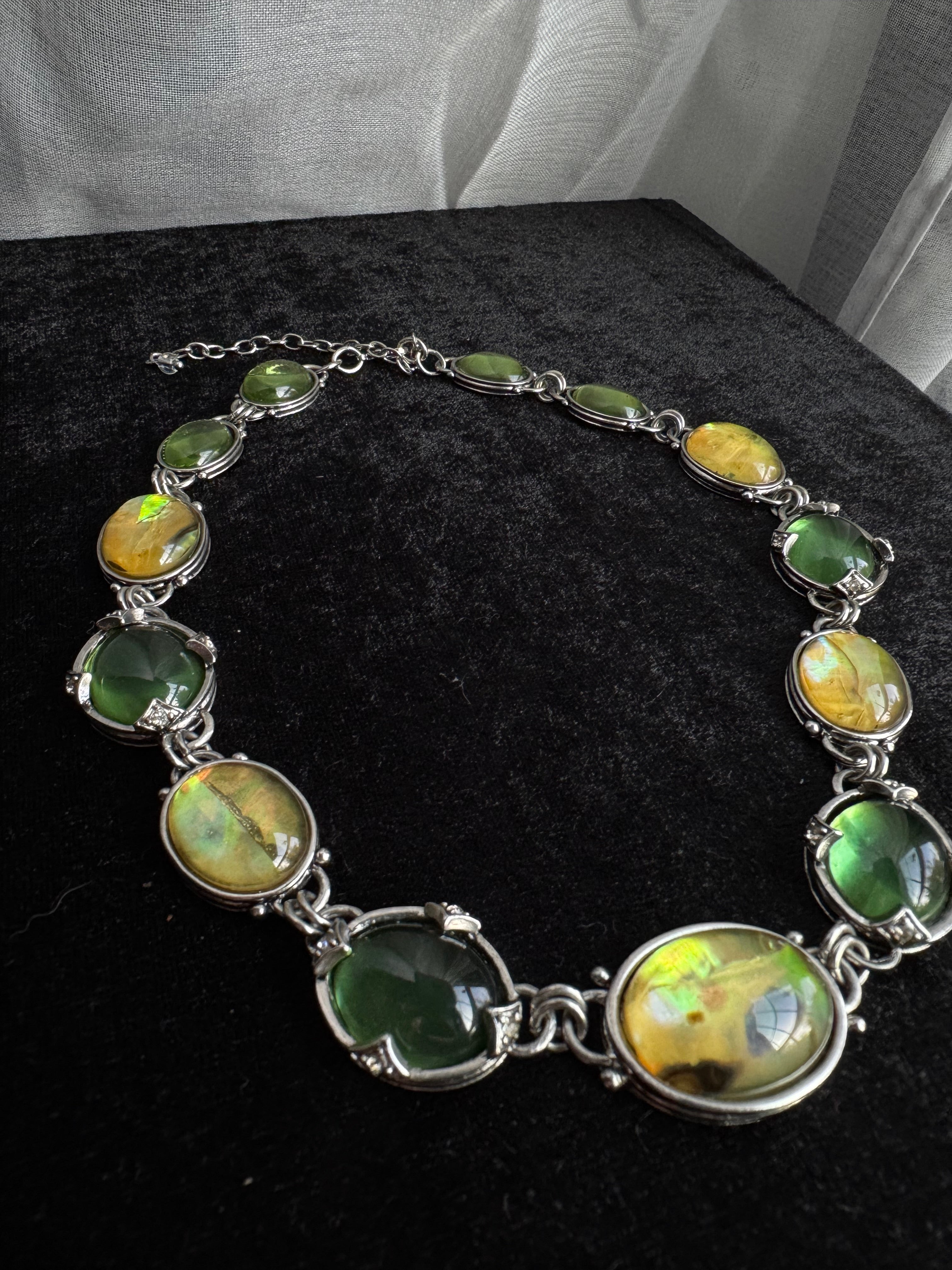Napier Set - Green & Yellow Cabochon Stones