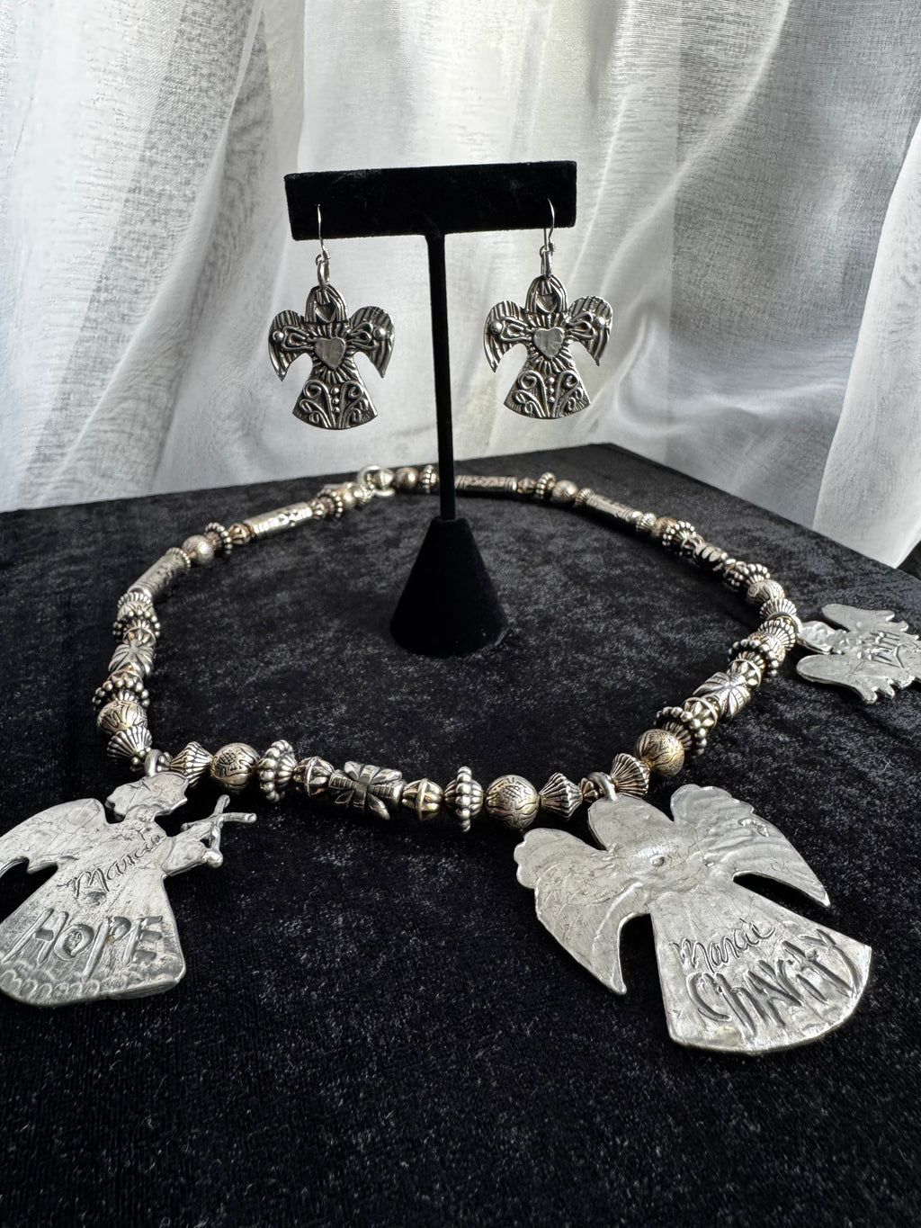 MARCIE Pewter Necklace & Earrings Set