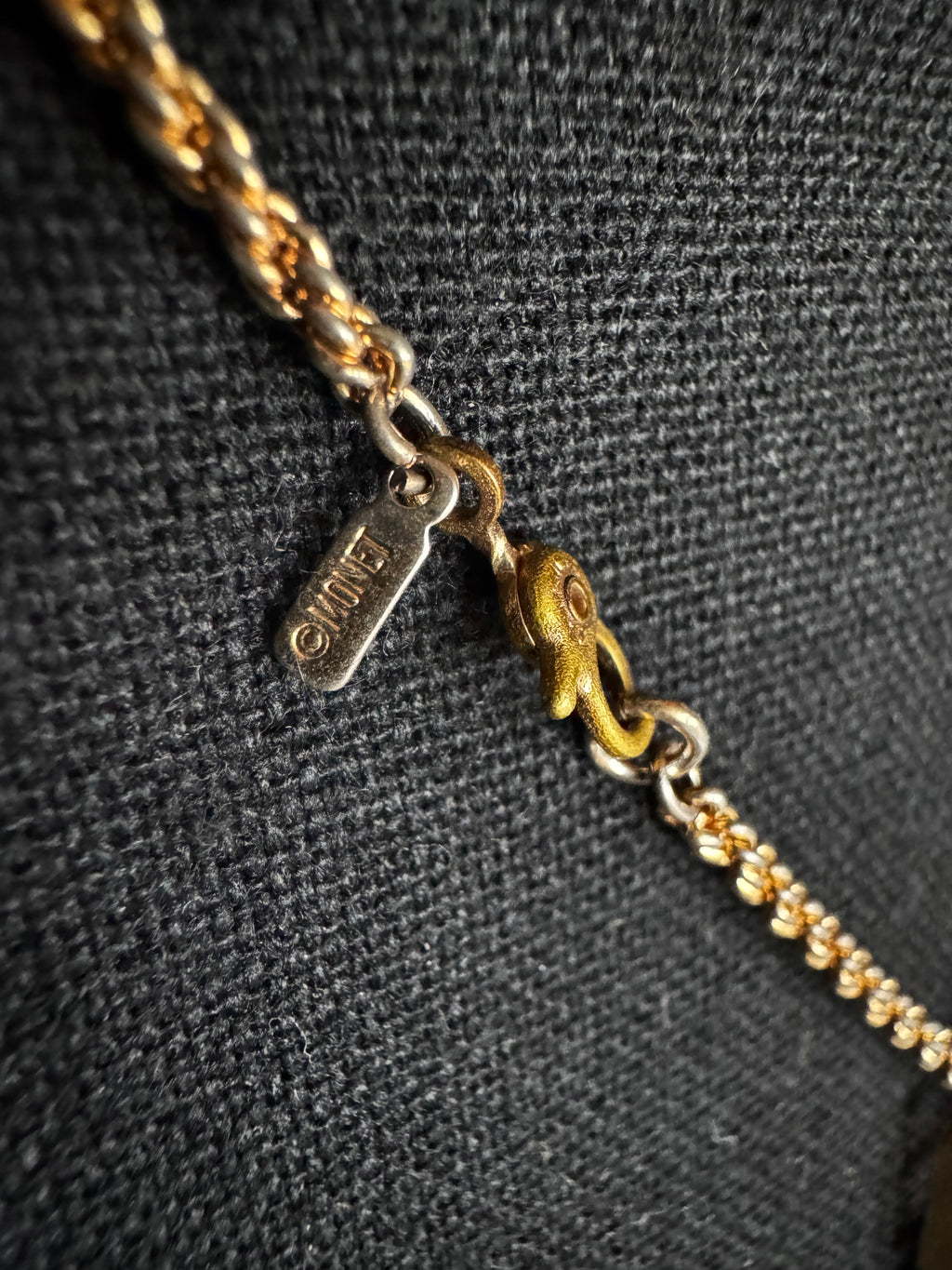 The Jade Cipher Necklace
Featuring a Vintage Monet Chain