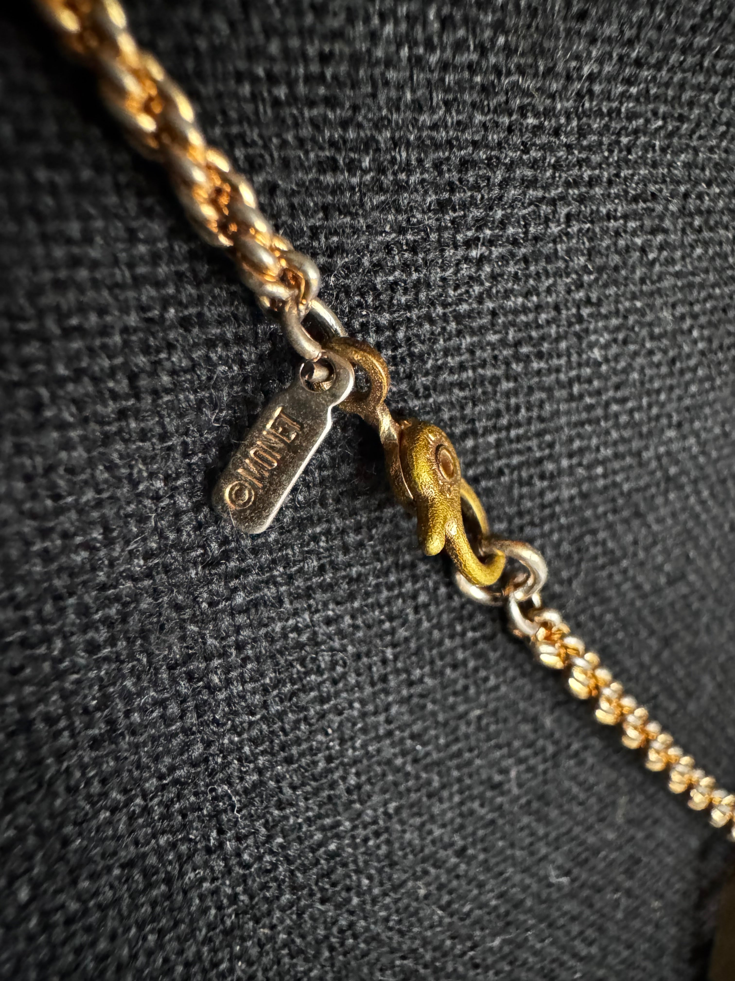 The Jade Cipher Necklace
Featuring a Vintage Monet Chain