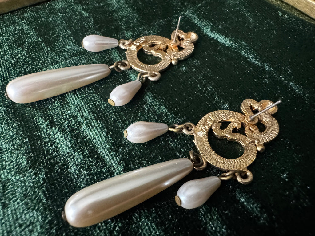 The Opulence Drops | Vintage Faux Pearl Statement Earrings