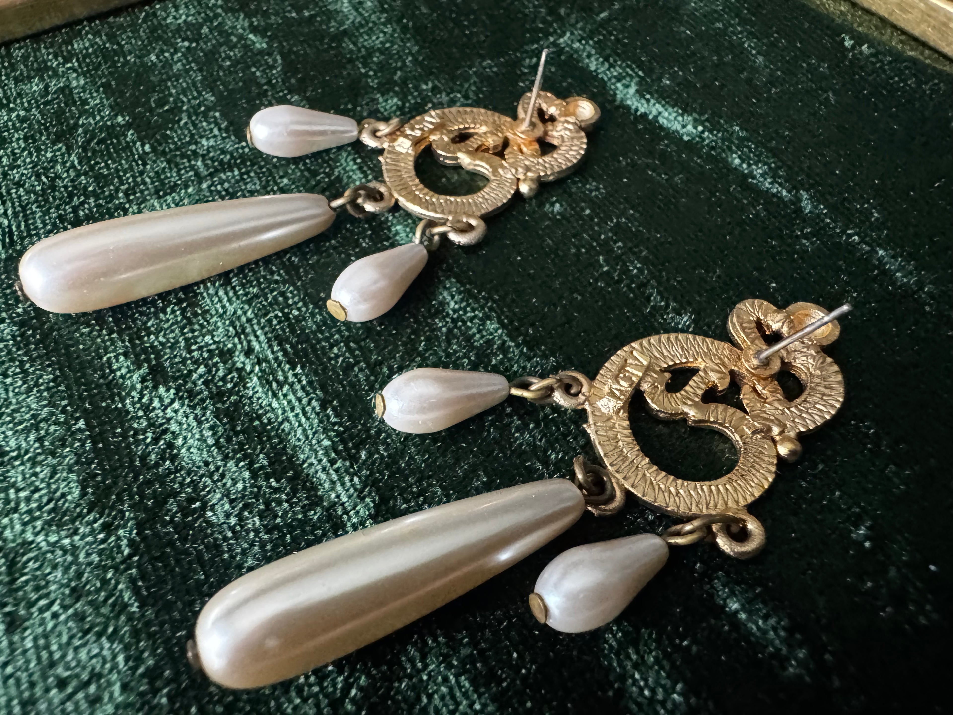 The Opulence Drops | Vintage Faux Pearl Statement Earrings