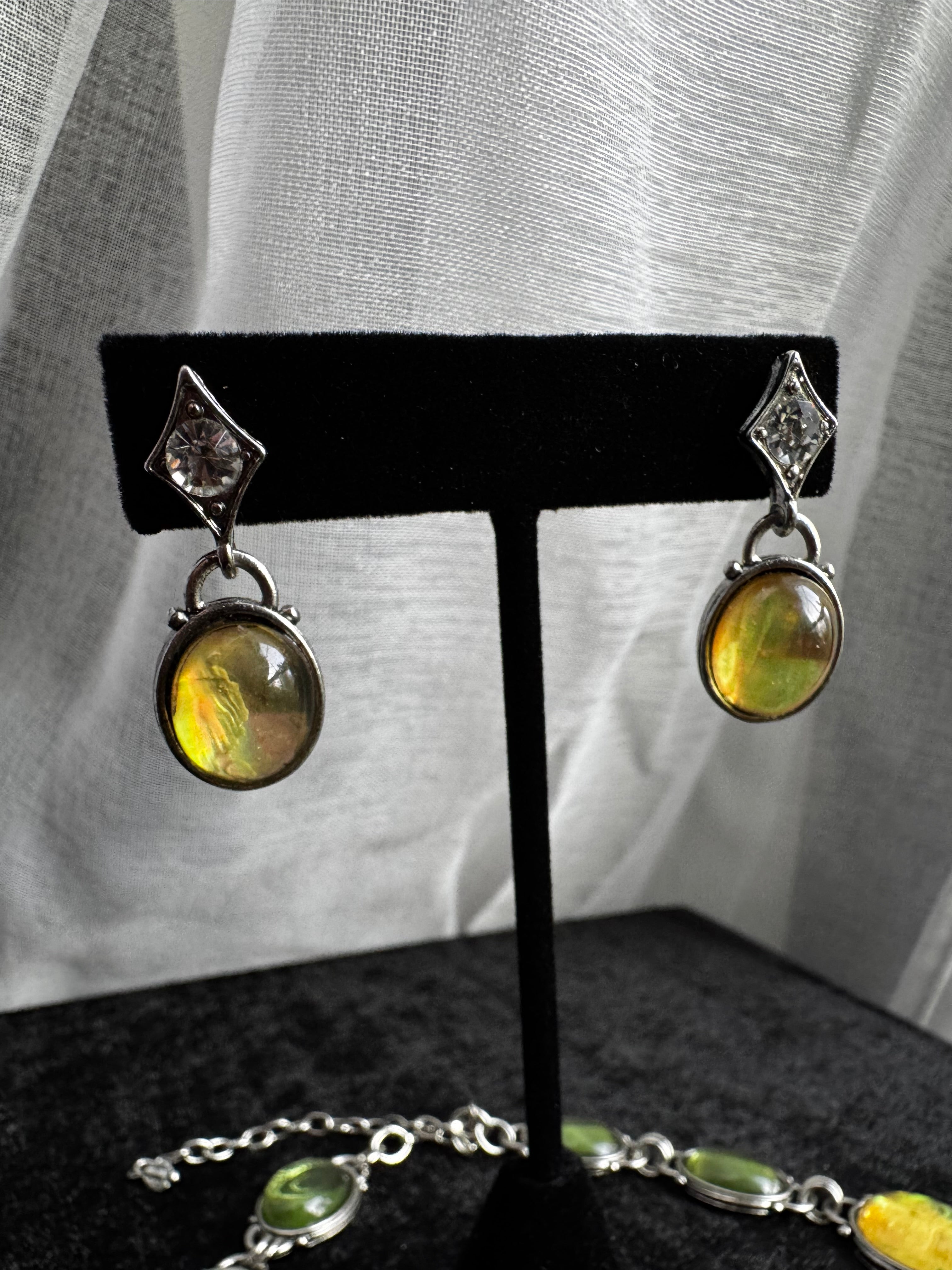 Napier Set - Green & Yellow Cabochon Stones