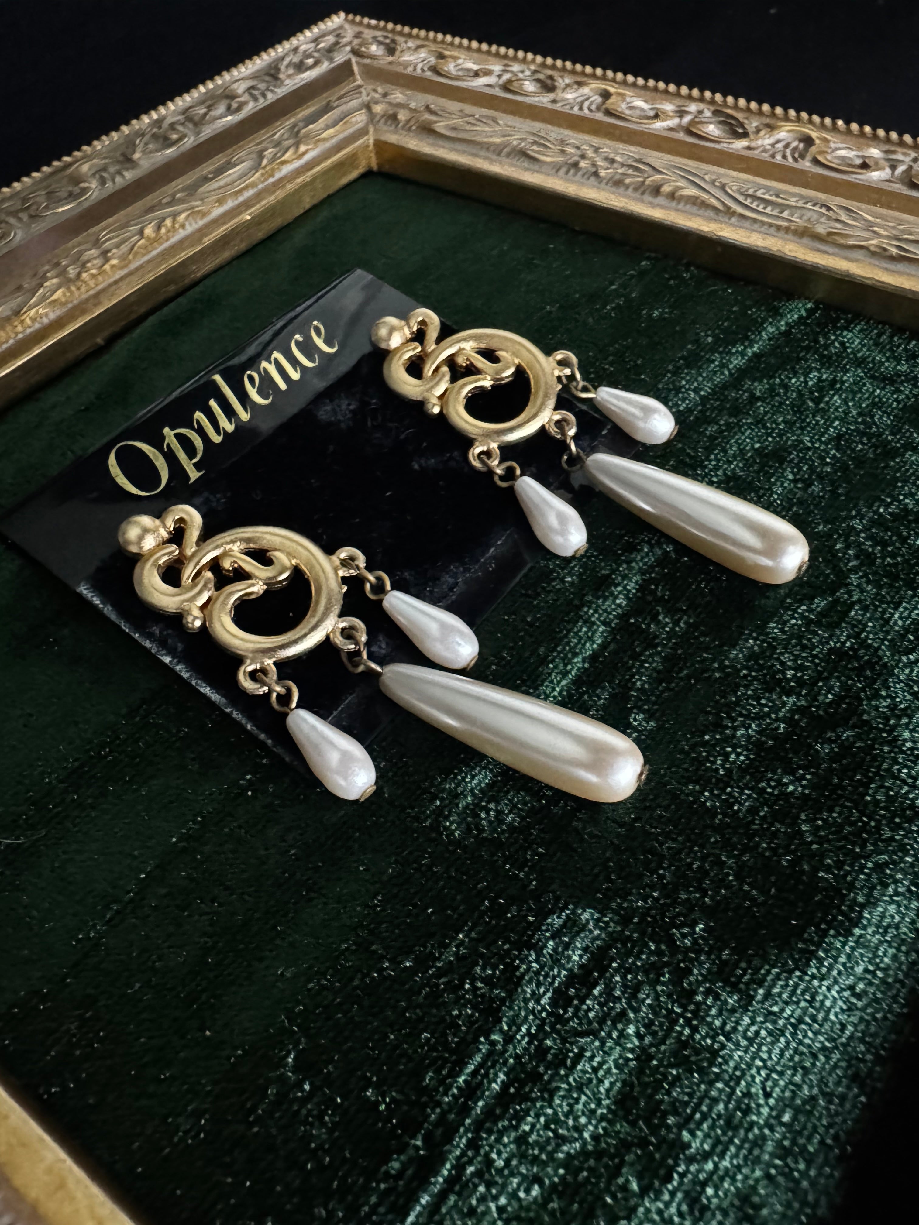 The Opulence Drops | Vintage Faux Pearl Statement Earrings