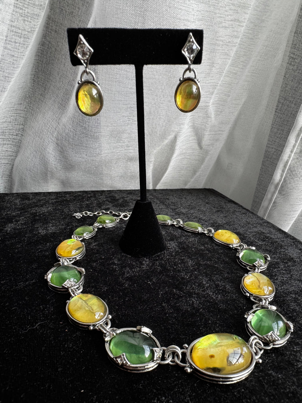 Napier Set - Green & Yellow Cabochon Stones