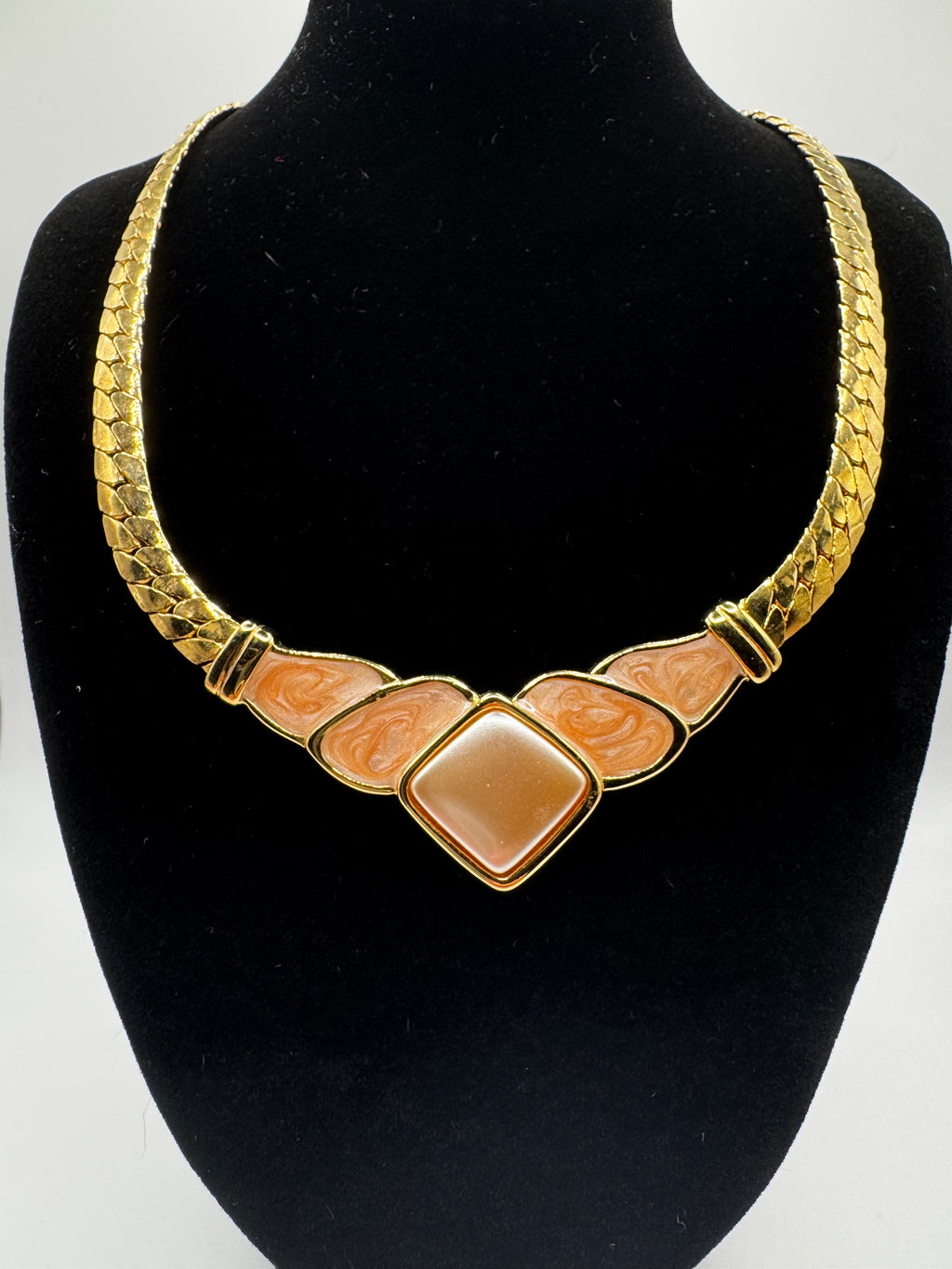 NAPIER Peach and Enamel Gold Choker Necklace