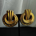 Vintage Gold Tone Geometric Clip-On Earrings