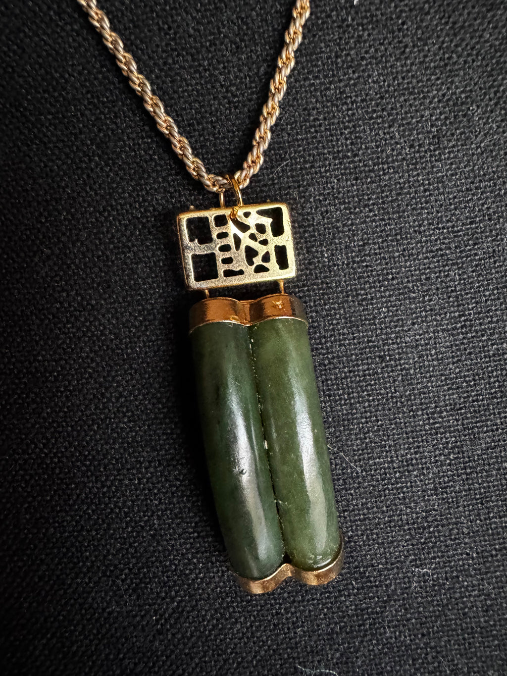The Jade Cipher Necklace
Featuring a Vintage Monet Chain