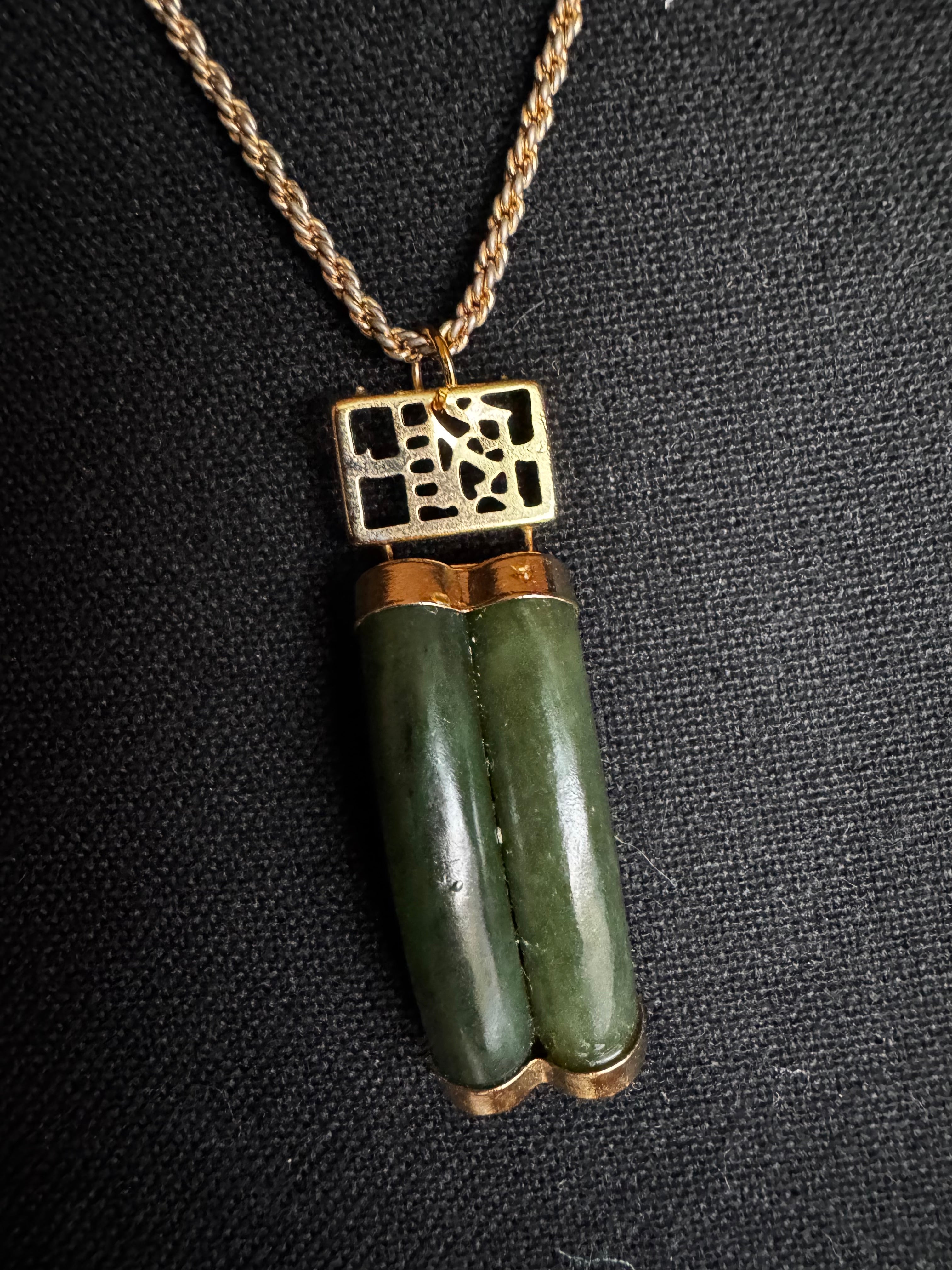 The Jade Cipher Necklace
Featuring a Vintage Monet Chain