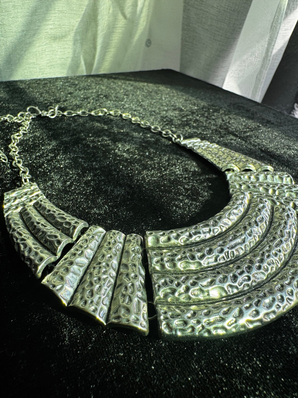 The Forge Collection | Hammered Silver-Tone Statement Collar Necklace