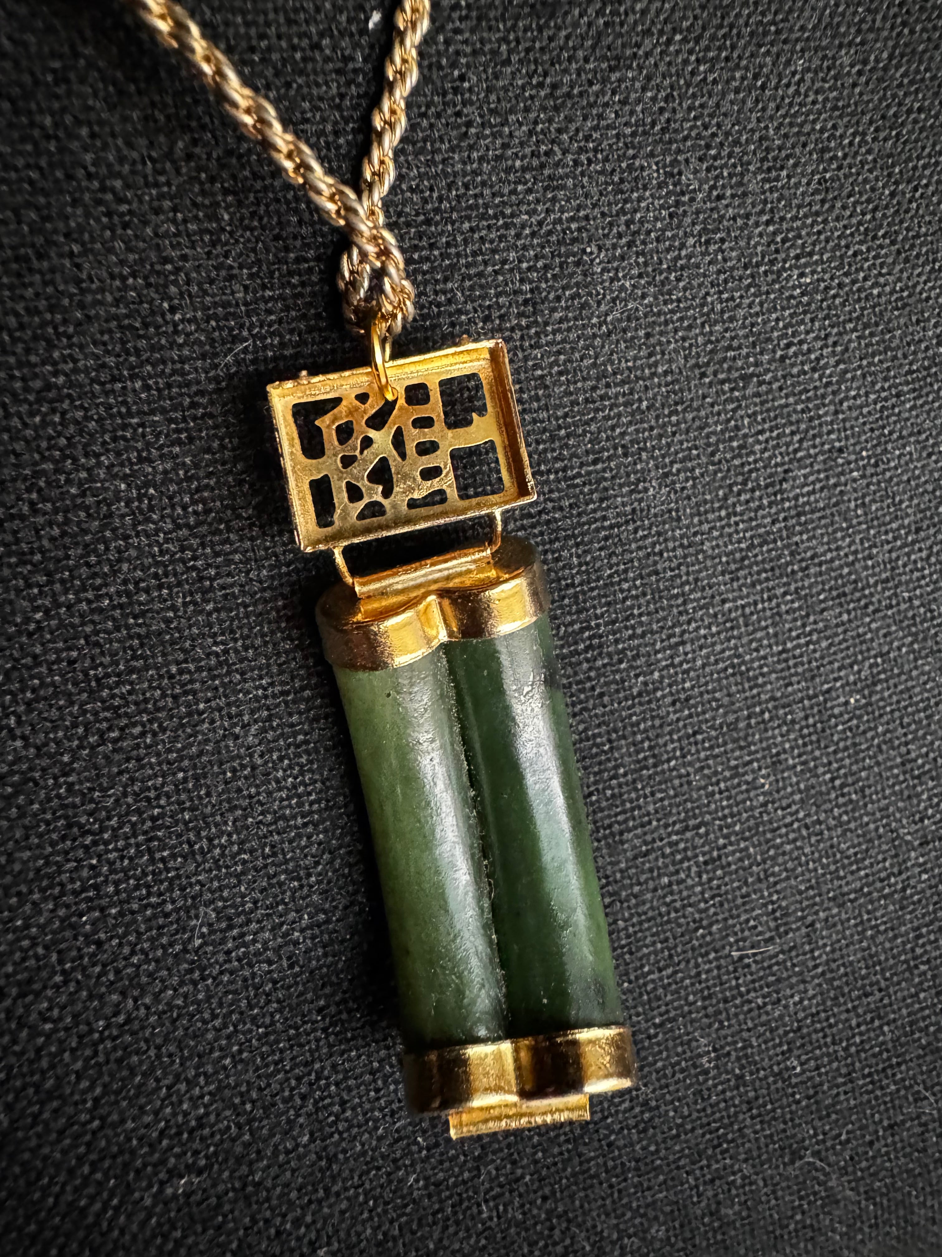 The Jade Cipher Necklace
Featuring a Vintage Monet Chain