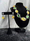 Napier Set - Green & Yellow Cabochon Stones