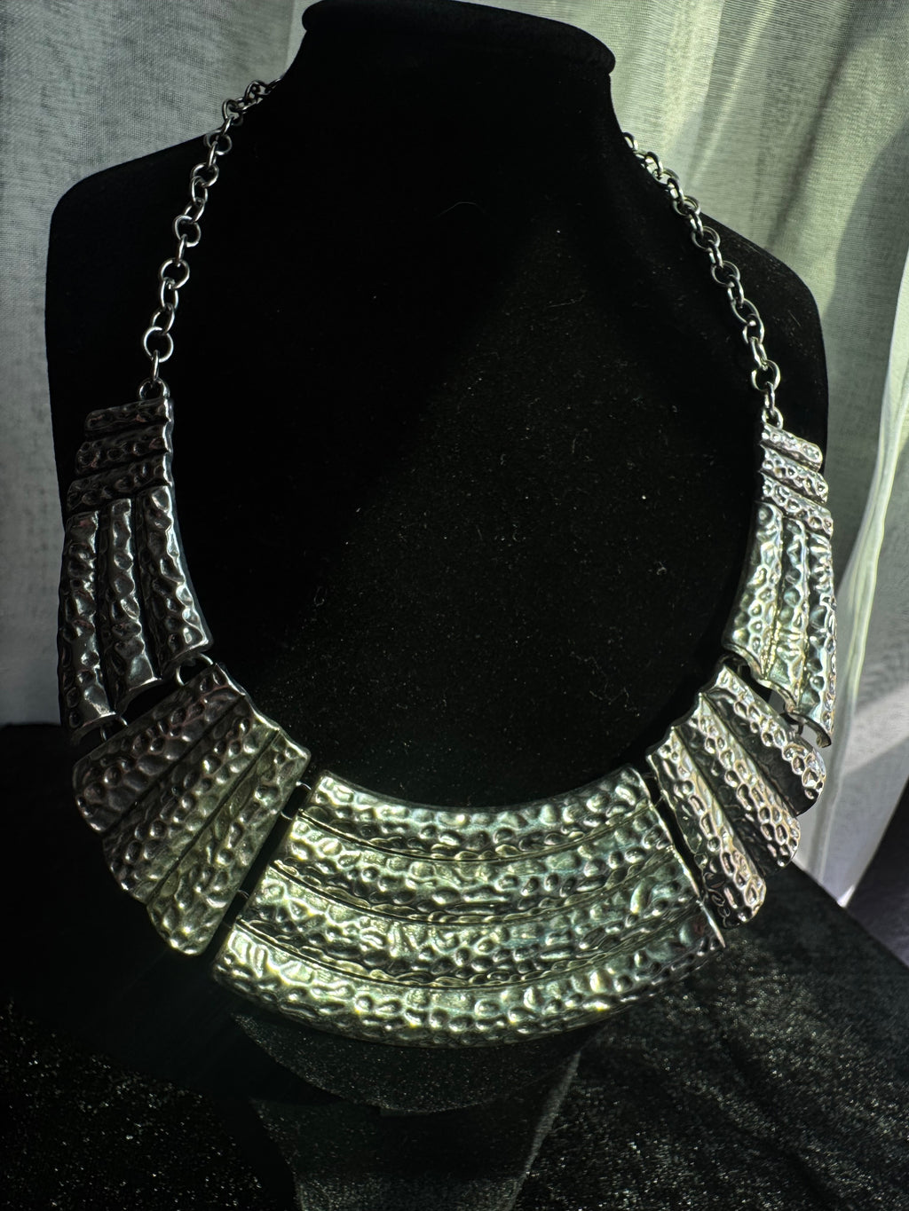 The Forge Collection | Hammered Silver-Tone Statement Collar Necklace