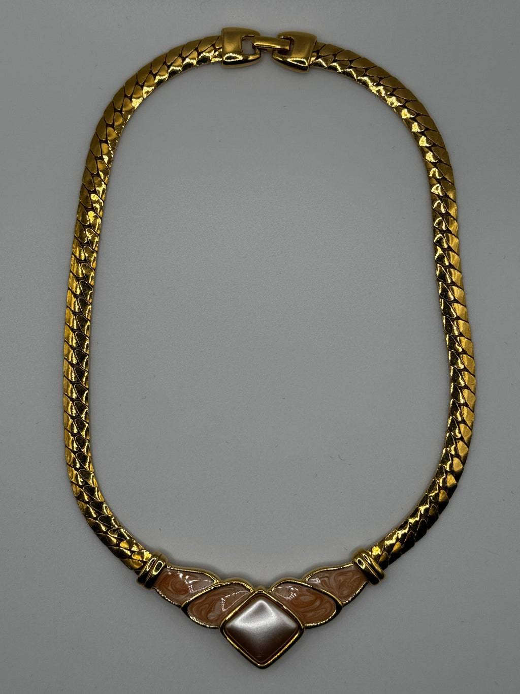 NAPIER Peach and Enamel Gold Choker Necklace