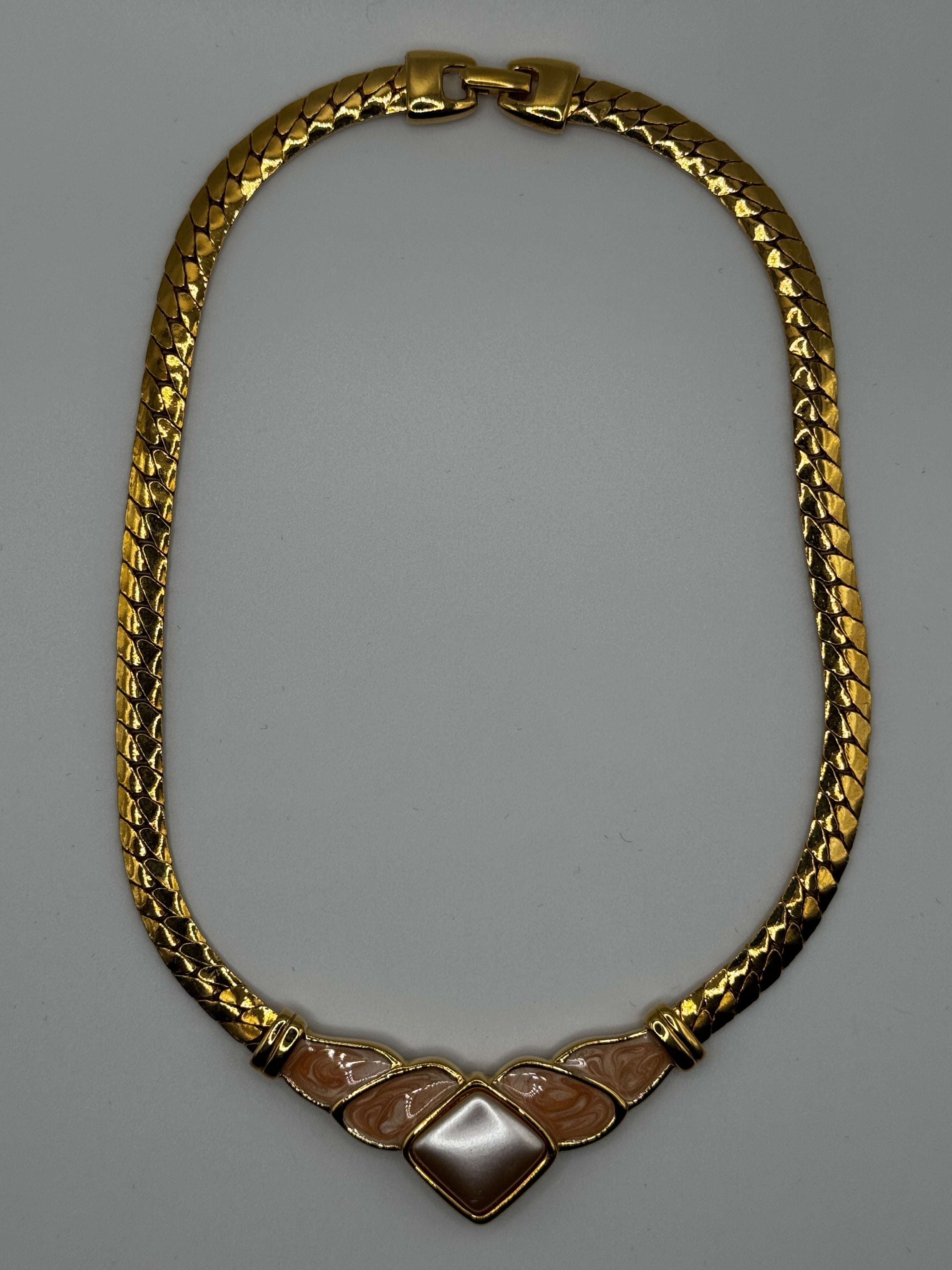 NAPIER Peach and Enamel Gold Choker Necklace