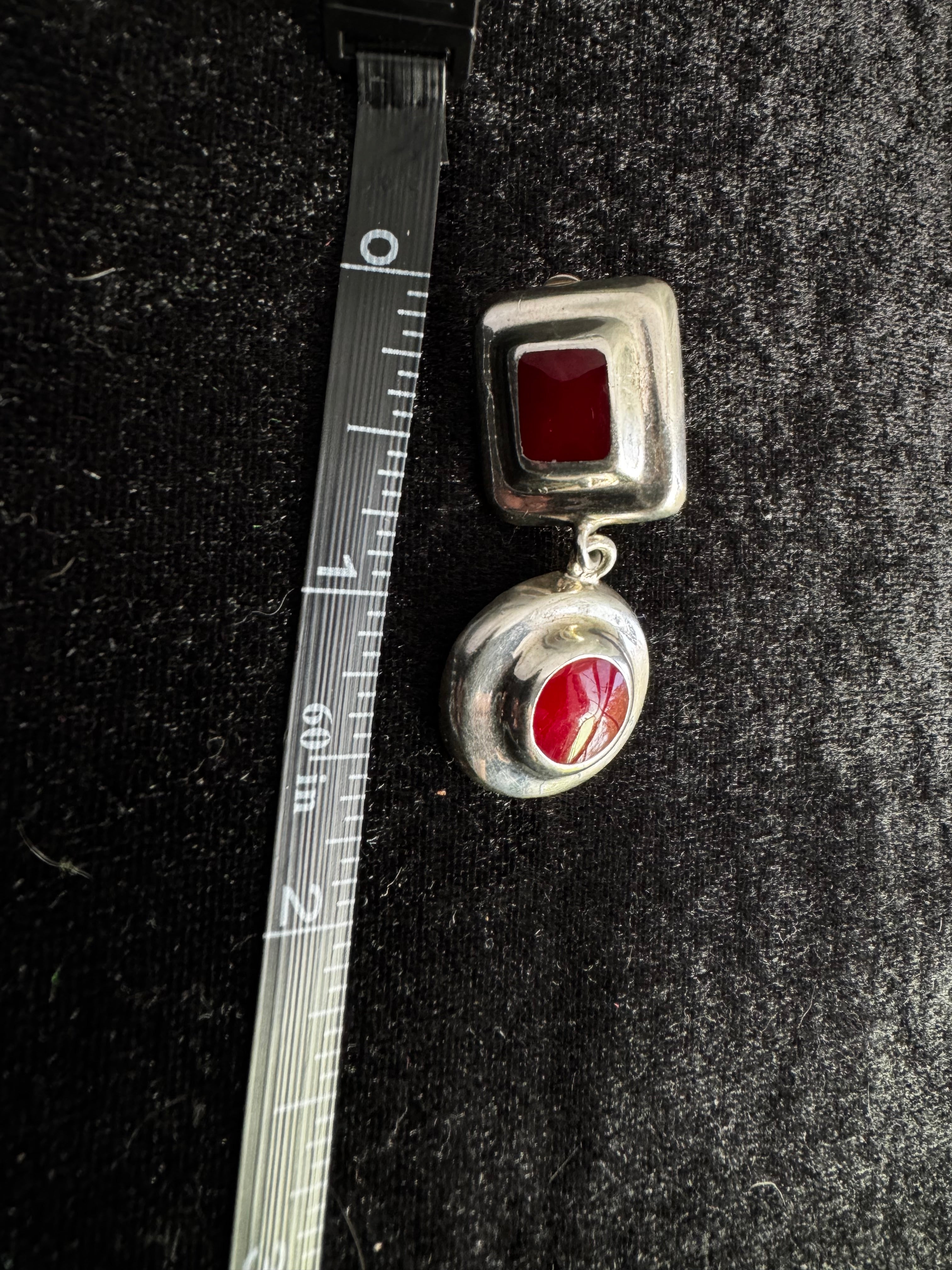 VINTAGE MEXICO  STERLING SILVER RED CORAL CLIP ON  EARRINGS
