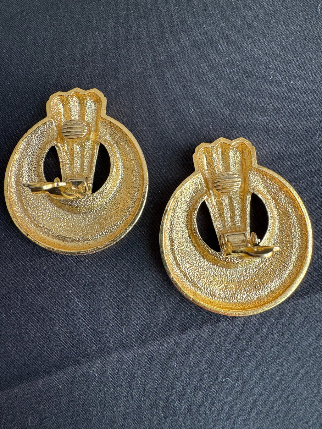 Vintage Gold Tone Geometric Clip-On Earrings